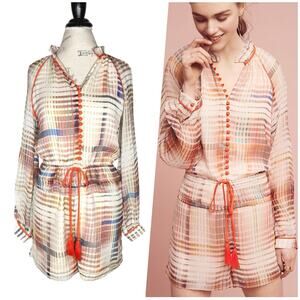 Adelyn Rae Anthropologie | Women | Grid Graphic Lightweight Short Romper | Small